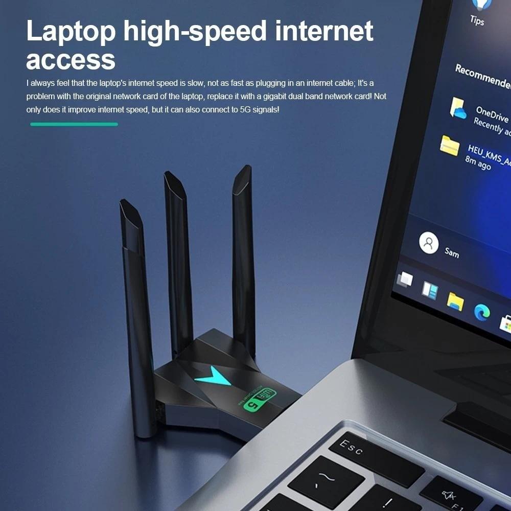 Dual Band 2.4G/5Ghz 1300Mbps WiFi Dongle Wireless Network Card  For Computer/PC/Tablet