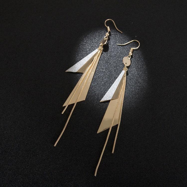 Temperament Geometric Long Earrings, Simple And Cold Wind Triangular Fringed Earrings, Tide Earrings.