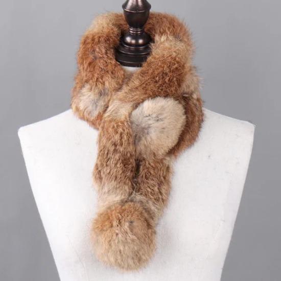 Hot Sale Women Winter Real Rabbit Fur Scarf Lady Warm Rabbit Fur Scarves Knit Natural Real Rabbit Fur Ring Casual Muffler