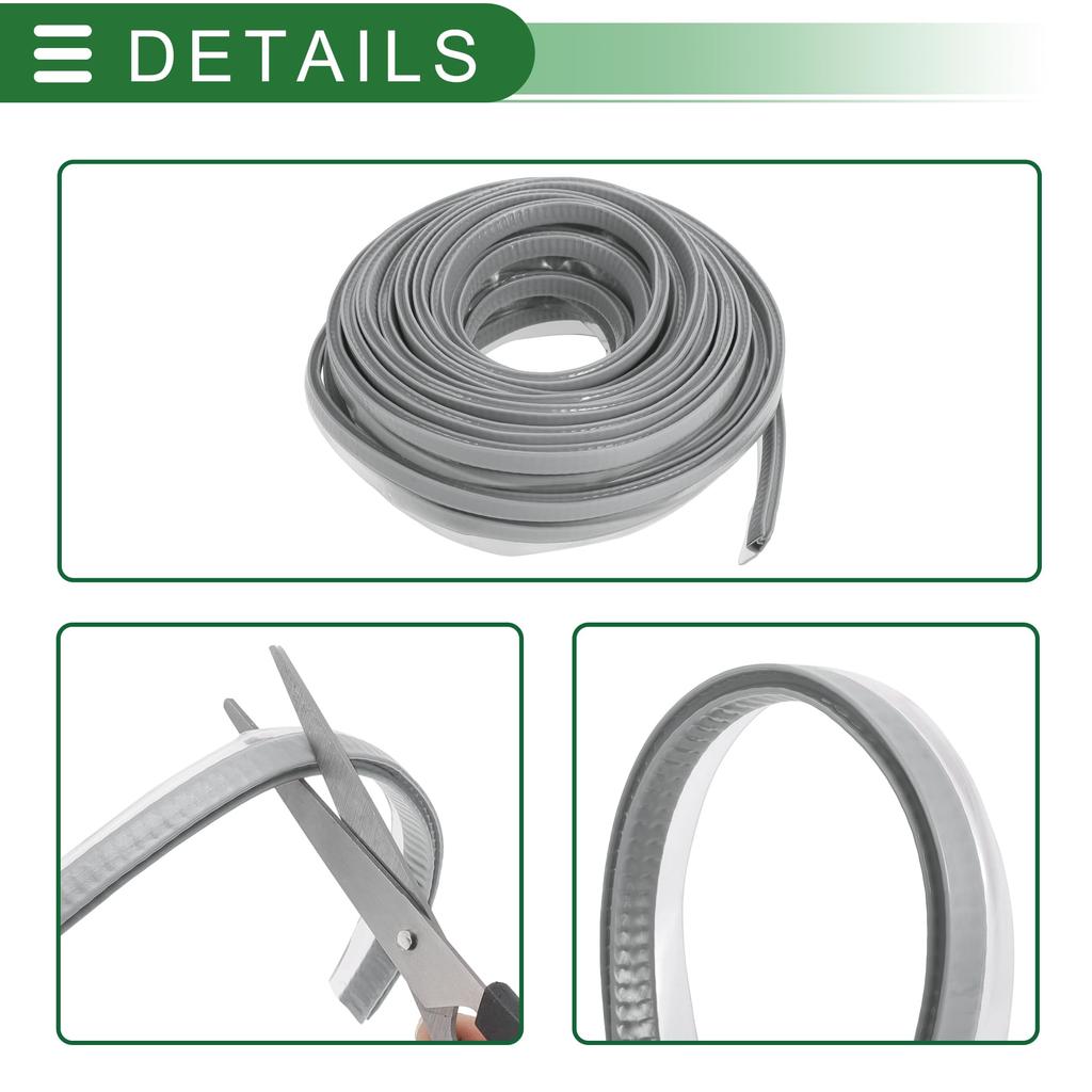 Motoforti Universal Car Door Edge Guards, U-Shaped Molding, Anti-Scratch Door Edge Protector, Anti-Collision Rubber, Gray, 10m