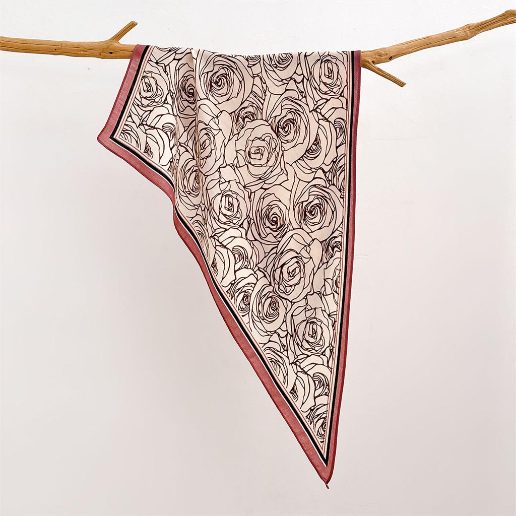 Retro Cotton and Linen Feel Triangular Silk Scarf Women's Four-season Versatile Neck Protection Scarf Headscarf Commuting Accessories Scarf