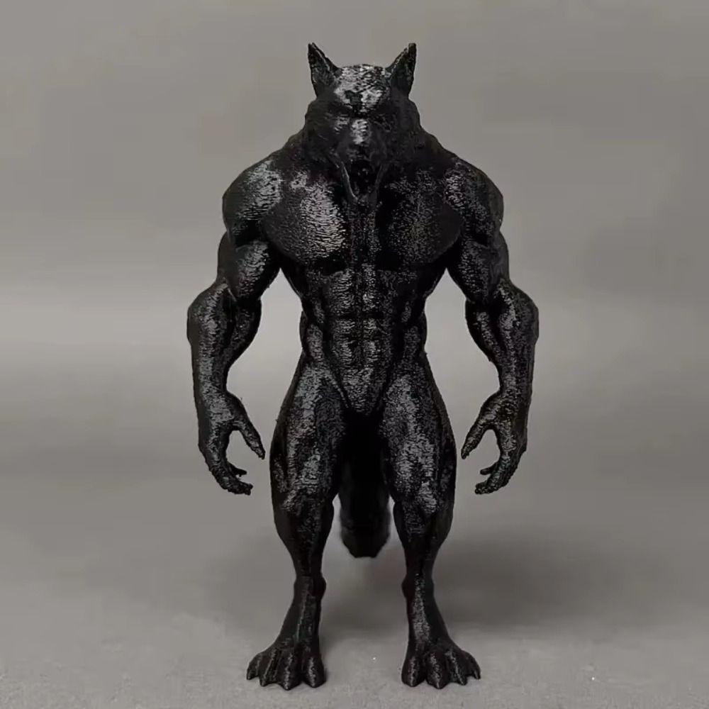 3D Printed Werewolf Statues Black Realistic Werewolf Figurine Crafts Models Werewolf Statue Ornaments