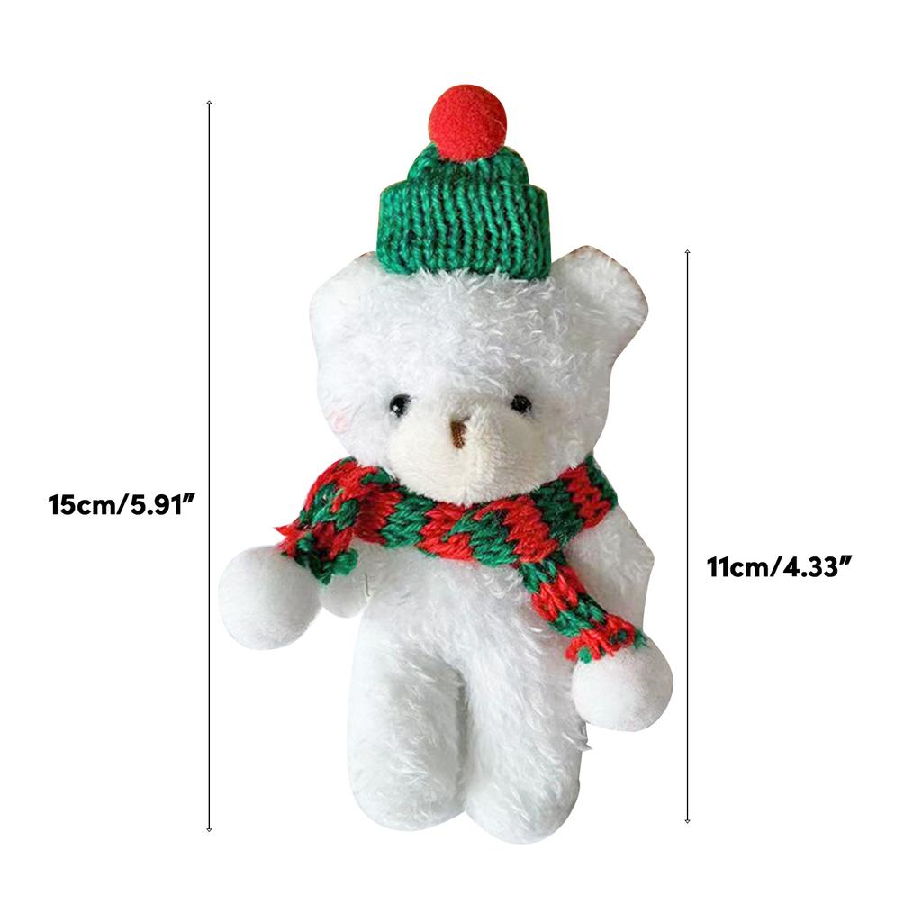 Lovely Cartoon Bear Doll with Christmas Scarf Hat Cake Decoration Plush Animal Stuffed Toy for Kid Girls Children Gift