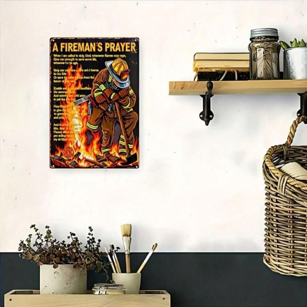 Vintage Firefighter Prayer Metal Poster Wall Art for Bar Garage Gift