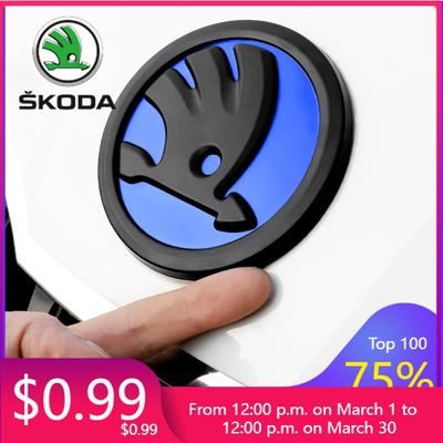 Blcr1 Car Sticker 2025 New 80/90/100mm Car Front Rear Emblem Decoration Sticker Accessories For Yeti Octavia 2 3 A5 Fabia Kodiaq