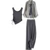 Women's Spring Fashion Three-Piece Set (Shirt, Vest, Wide-Leg Pants)