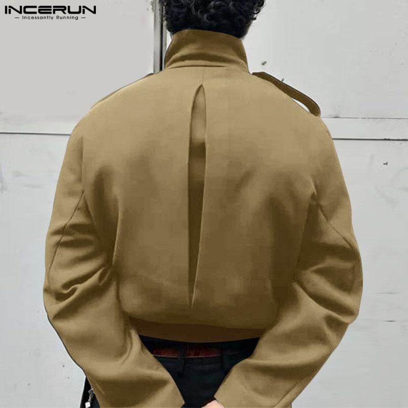 INCERUN Autumn Men Stand Neck Long Sleeve Casual Buttons Jackets Coats