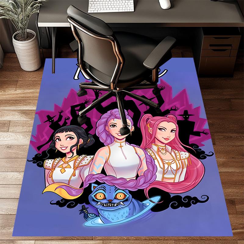 Custom KPop Demon Hunters Mat Personalized Name, Polyester Washable Indoor Entryway Rug, Gift for Christmas, Easter, Thanksgiving Day