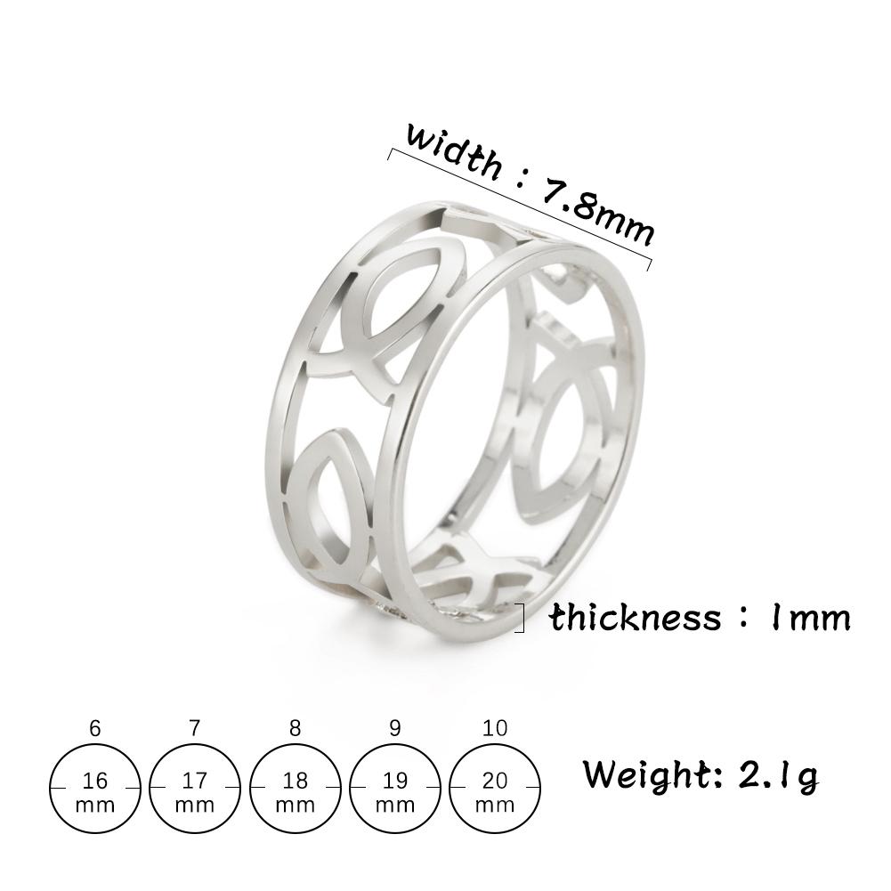 Stylish stainless steel Simple hollow fish-shaped ring Charm cute amulet Timeless promise party birthday jewelry gift