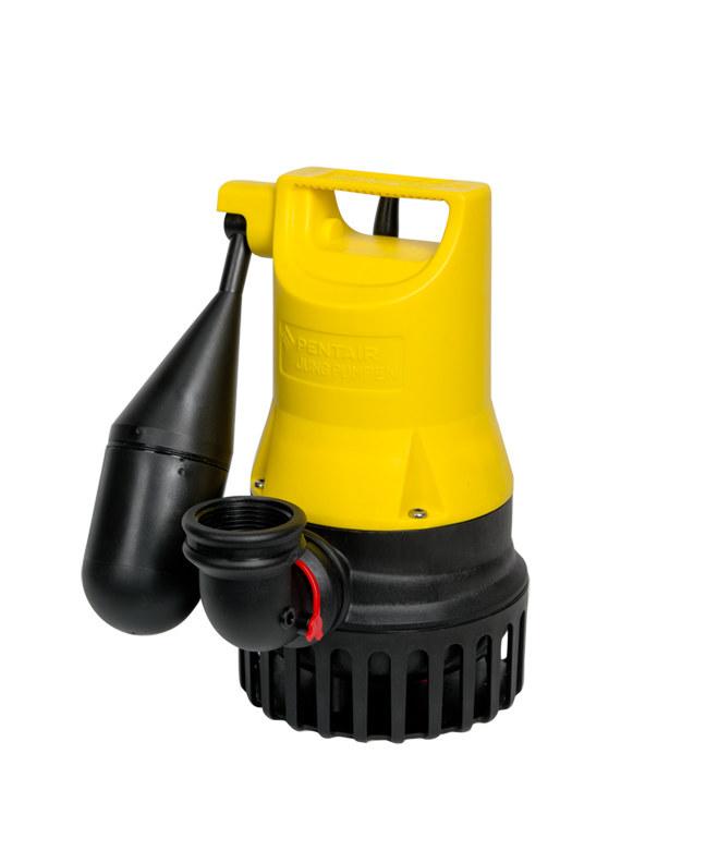 Submersible pump for dirty water with flushing system and rigid float