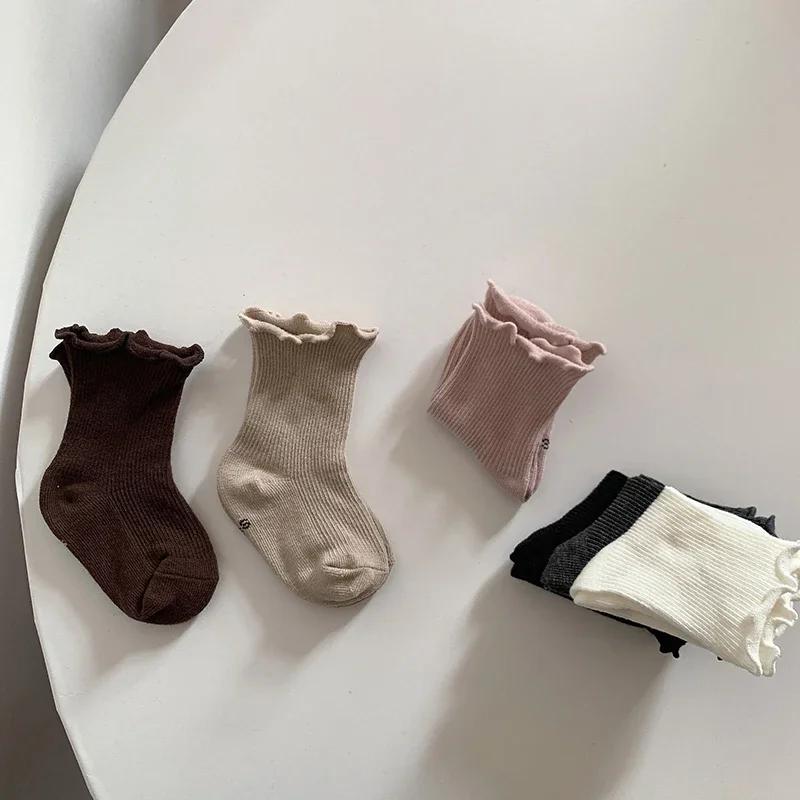 Newborn Cute Ruffle Lace Cuff Socks Infant Baby Girls Ankle Socks Spring Autumn Children Kids Soft Warm Ribbed Cotton Floor Sock