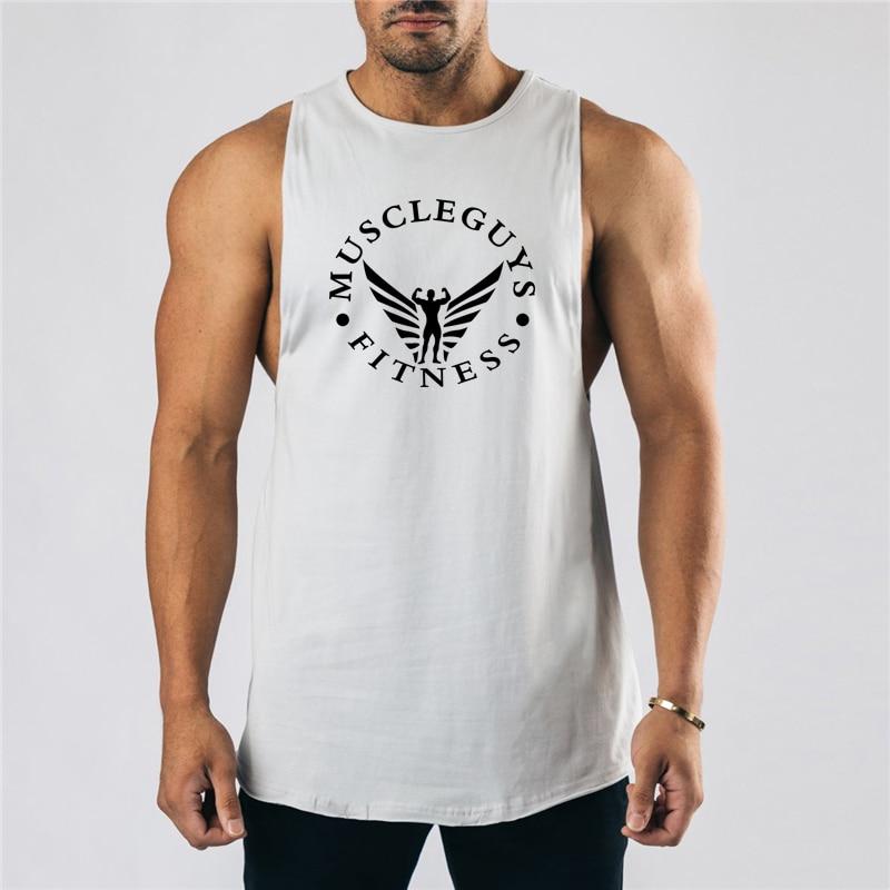 Muscleguys Ärmelloses T-Shirt Herren Baumwolle Atmungsaktiv Tanktop Sommer Leicht Locker Sport Fitness Weste