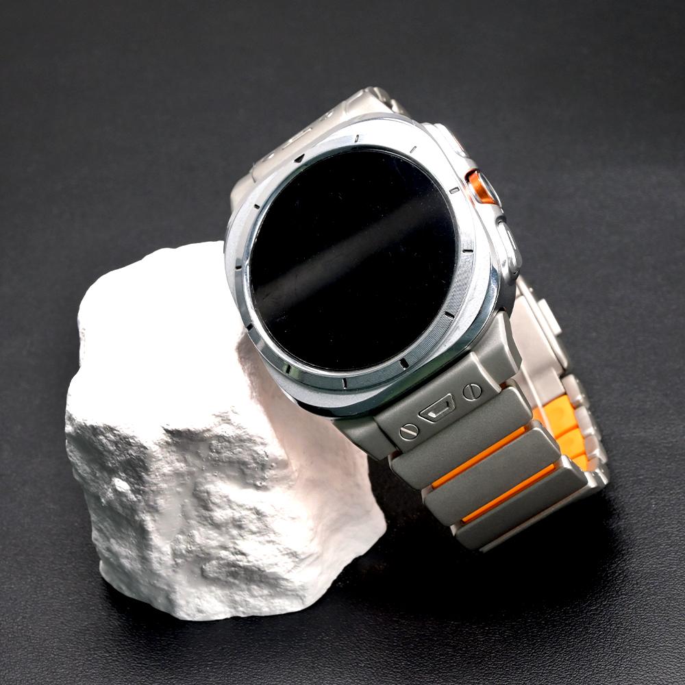 Tytanowy Metalowy Pasek do Samsung Galaxy Watch Ultra 2025 47mm Tytanowy Pomarańczowy Pasek Dla galaxy watch Ultra 7 47MM Gumowa Bransoleta