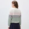 Women's Striped Mulberry Silk Blend Long Sleeve Knit Top