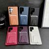 Business Solid Color Phone Case For Samsung S26 Ultra S25 Plus S24 A36 A56 A17 A07 Slim Fit Shockproof Trifold Card holder Cover