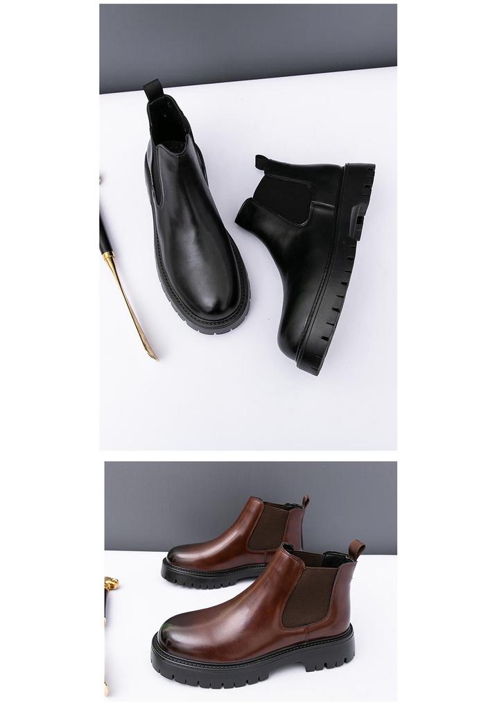 Retro British Style Men's High-top Martin Chelsea Boots - Large Size, Thick Sole, Versatile Workwear Design.