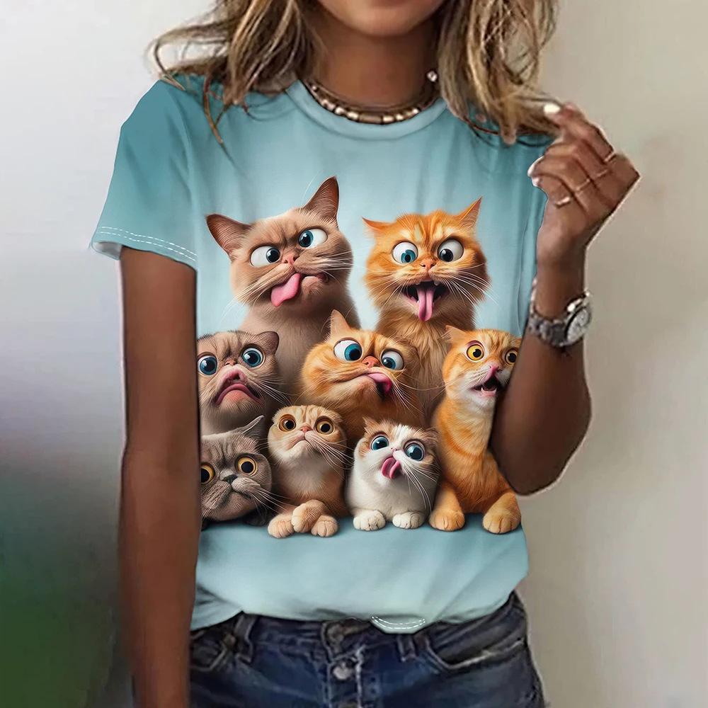 Fun Animal Pattern Women's T-shirts Casual Short Sleeved Top Clothing Female 3d Printed Summer T-shirt