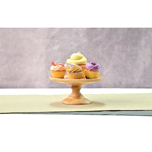 Swanson Shoji Wooden Cake Stand, Small, Rubberwood, 15.5cm Diameter X 7.5cm Height, Compote Dish, Natural, KS-103