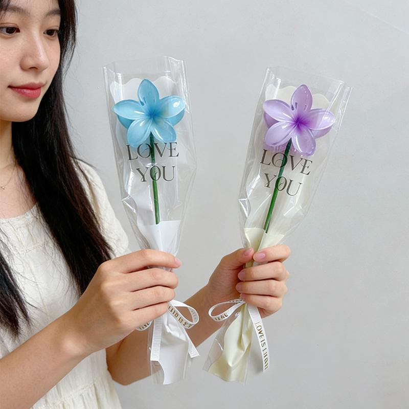 Plumeria Flower Fake Eternal Flower Gifts Plastic Egg Flower Hair Claw Clip Bouquet Party Gifts Graduation Mother'S Day Gift