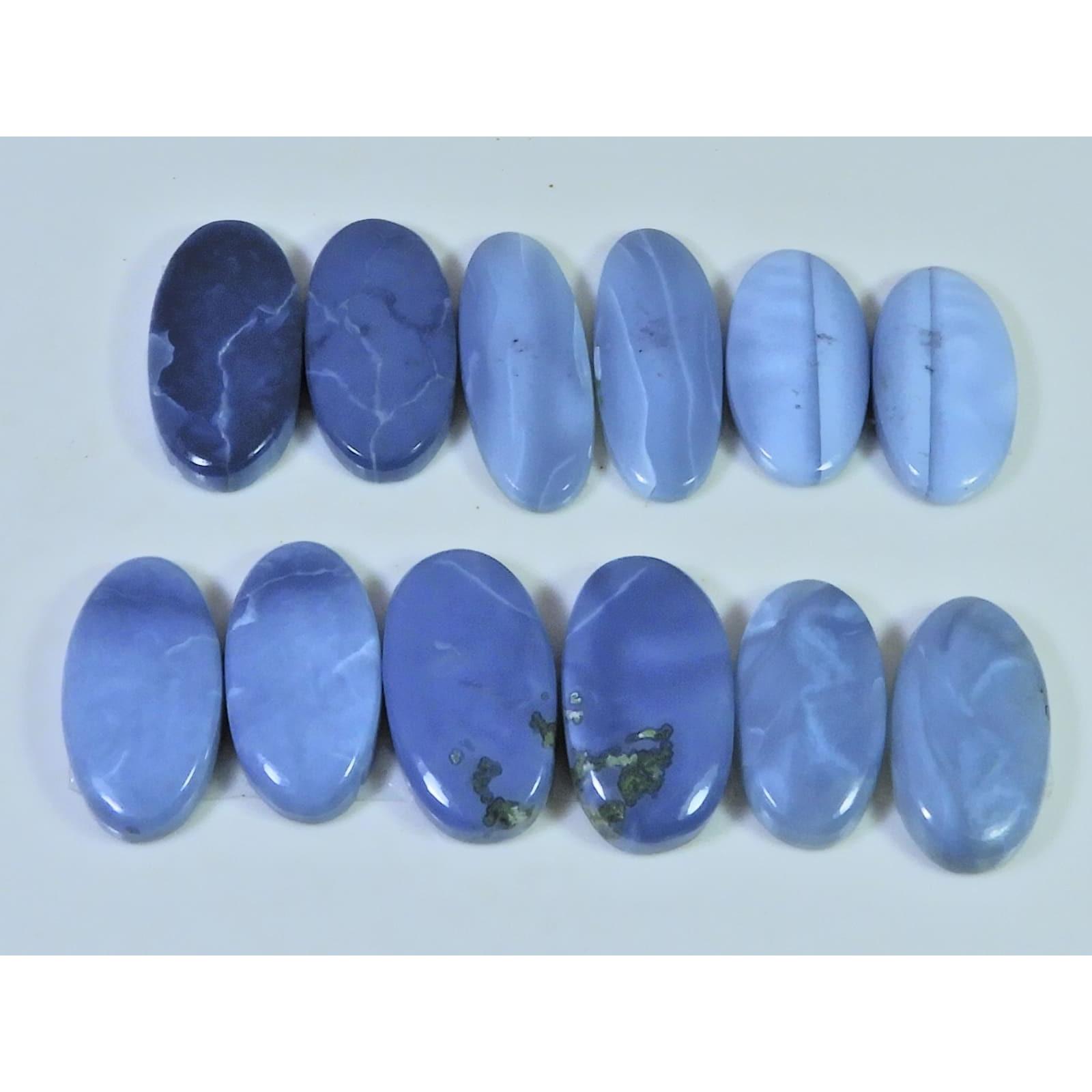 Natural Blue Opal Matched Pair Oval Cabochon Loose Gemstone 05 Pair Lot C-2046
