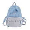 Schoolbag Korean ins Fresh Plaid Polka Dot Backpack Girl Heart Lace Small School Bag Junior High School College Student Commuter Bag