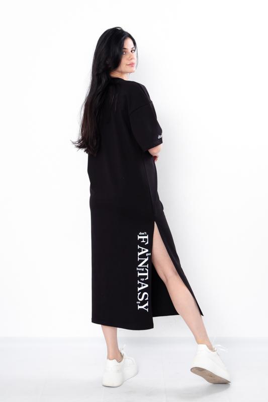 Women’s Everyday Maxi Dress – Comfortable Stretch Knit with Simple Sleeve & Front Prints, Summer, 3377-057-33 HC