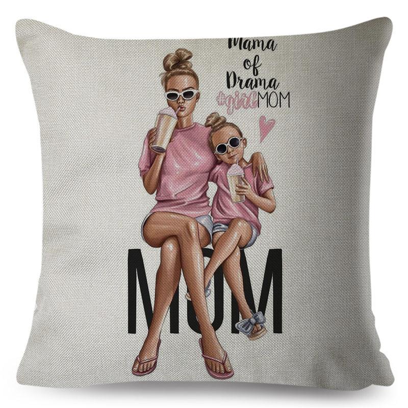 Fashion Cute Cartoon Super Mama Husă de pernă In 45*45cm Decor Mamă și Bebeluș Față de Pernă pentru Canapea Acasă Față de Pernă Super Daddy
