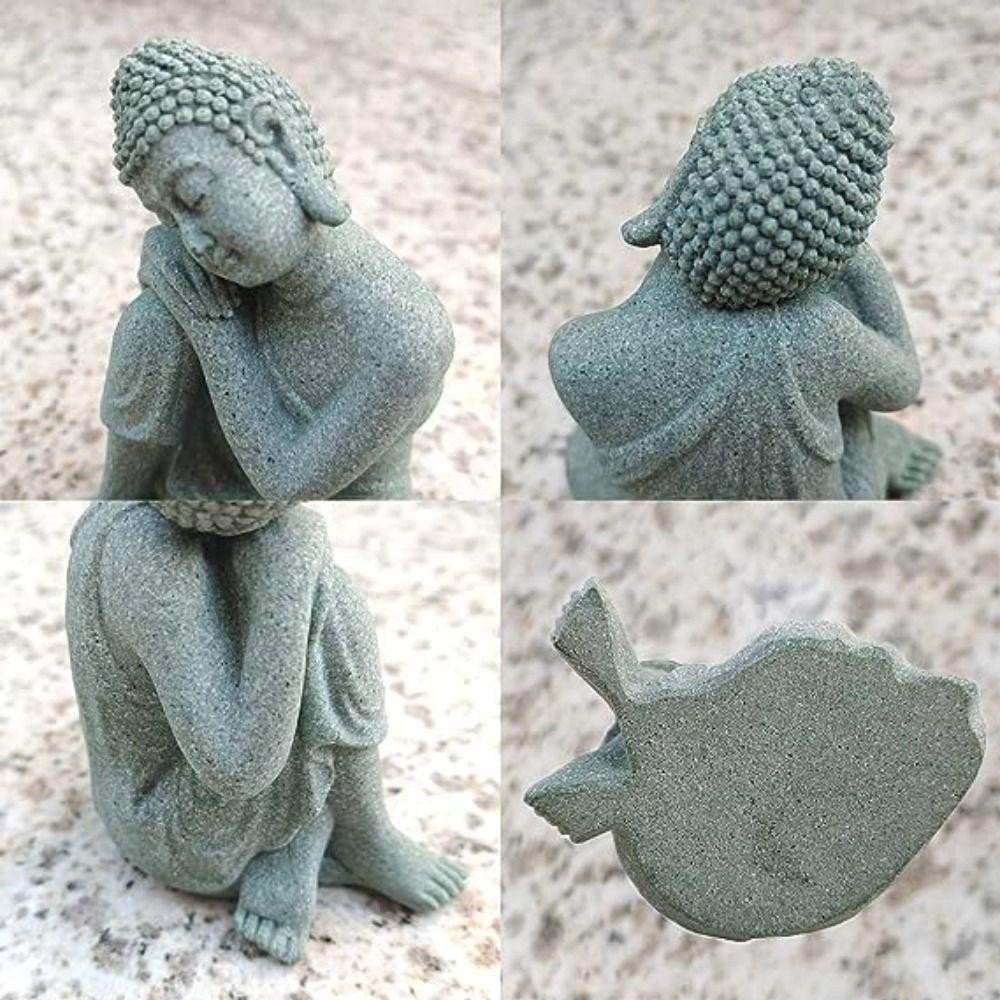Sandstone Fish Tank Statue Craft Buddha Figurine Buddha Zen Sculpture  Fish Tank Accessories