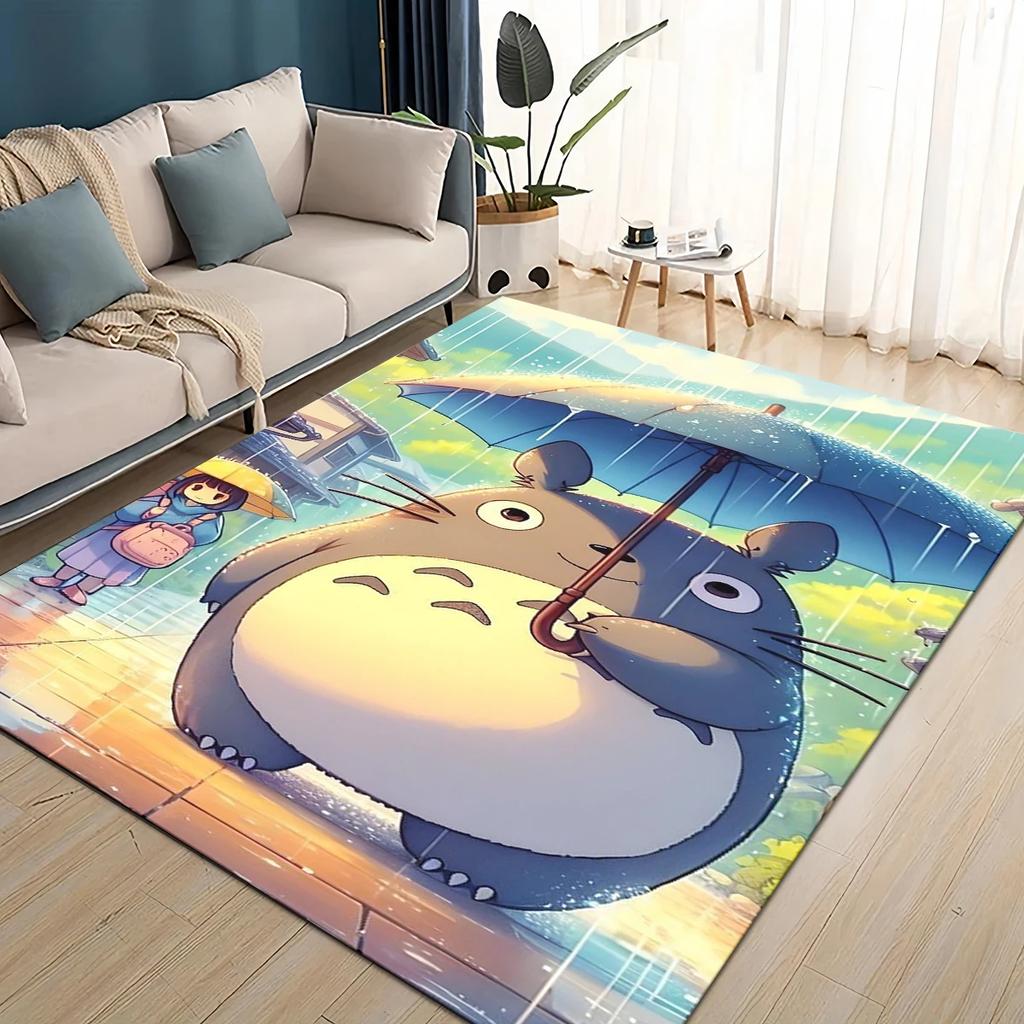 3D T-Totoros Cartoon Area Rug,Carpet Rug for Living Room Children's Bedroom Sofa Doormat Decor,kids Play Non-slip Floor Mat