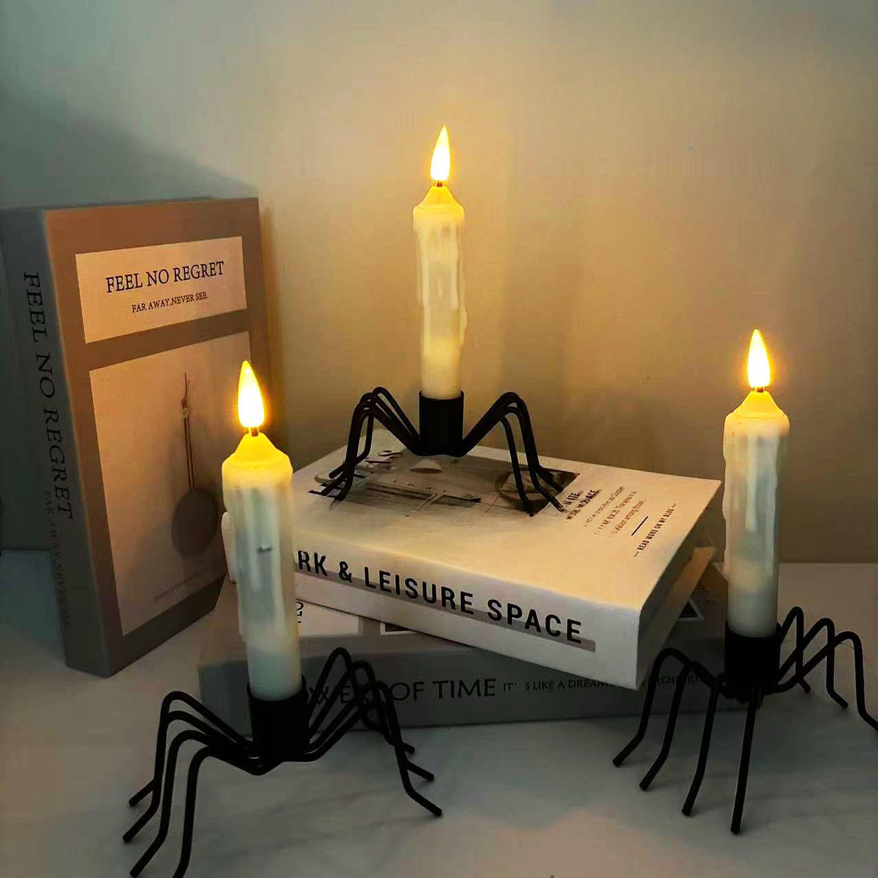 Европейский черный паук-подсвечник для Хэллоуина White 13x6x6 cm