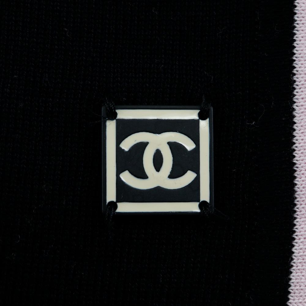 Chanel Sports Line Short Sleeve Shirt P21361V01278 Summer Knit Black / Pink Cotton Women Used