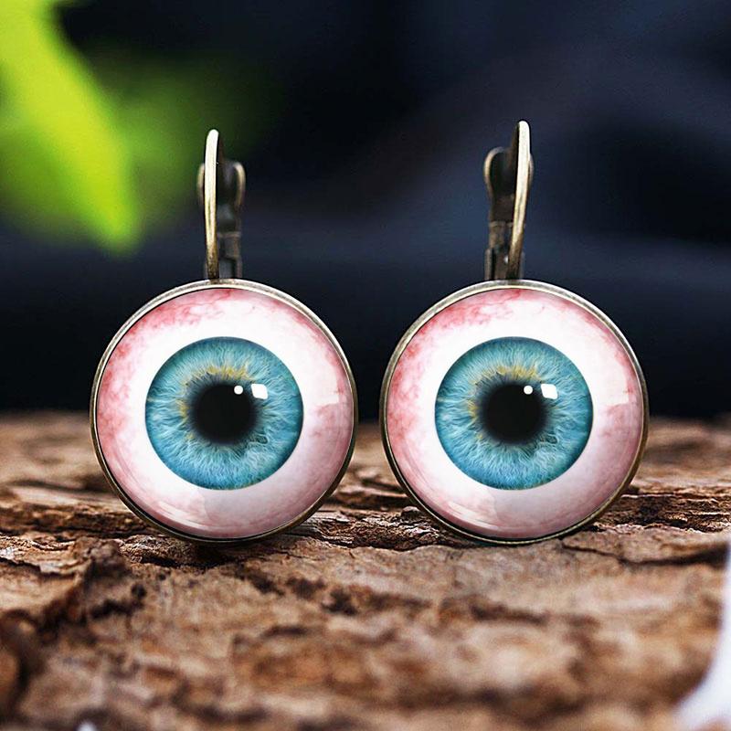Helle Farbe Glas Cabochon Evil Eye Ohrstecker Modeschmuck Trendy Tier Auge Frauen Charms Französisch Ohrring