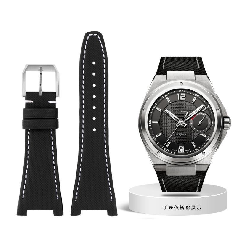 Nylonowo-skórzany pasek do zegarka IWC Engineer z wycięciem Pasek IW500501 IW378507 IW322703 Seria Czarny Sportowy płócienny pasek do zegarka