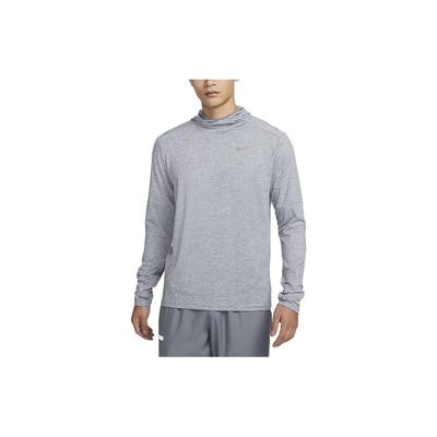Dri-Fit Element Solid Color Hooded Casual Breathable Running Crew Neck Long Sleeve T-Shirt Men Tops Gray FB8573-084