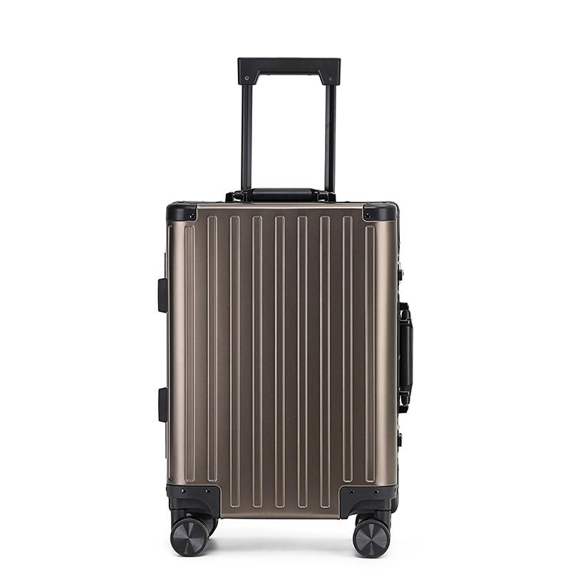 Aluminum-Magnesium Alloy Trolley Case with Universal Wheels, 24" Carry-On for Student Travel & Men's Business, with Combination Lock.