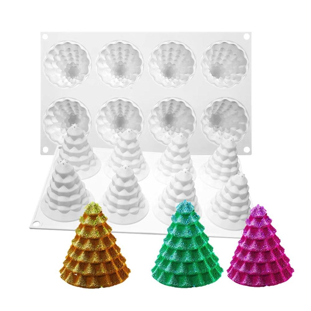 1 PC New 8 Even Christmas Tree Mousse Silicone Mold 6 Even Pine and Cypress Chocolate Mold Cake Decoration Mold Scented Candle Mold