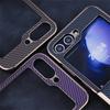 For Samsung Galaxy Z Flip7 FE 5G/Z Flip6 5G Magnetic Case Hinge Protection Carbon Fiber Texture Leather+PC Phone Cover