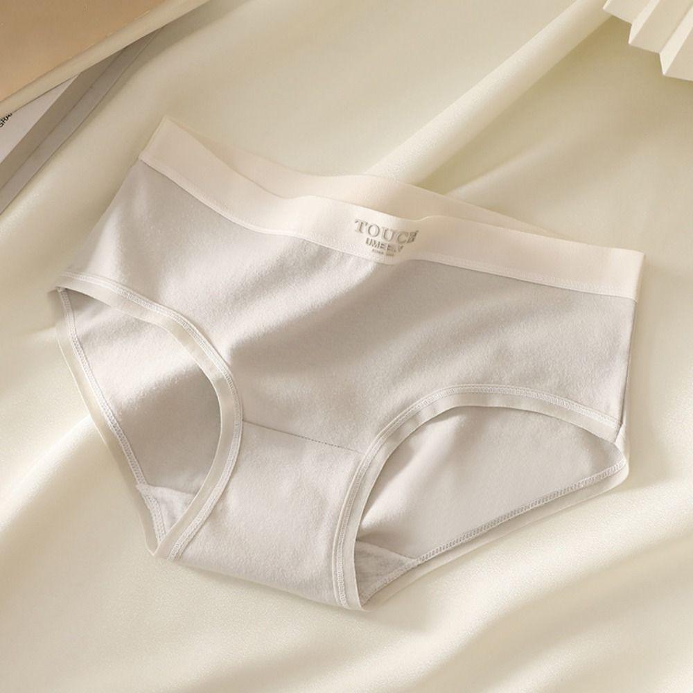 5PCS Cotton Crotch Simple Solid Briefs Thin Women's Underpants Sweet Mid Waist Panties  Gifts