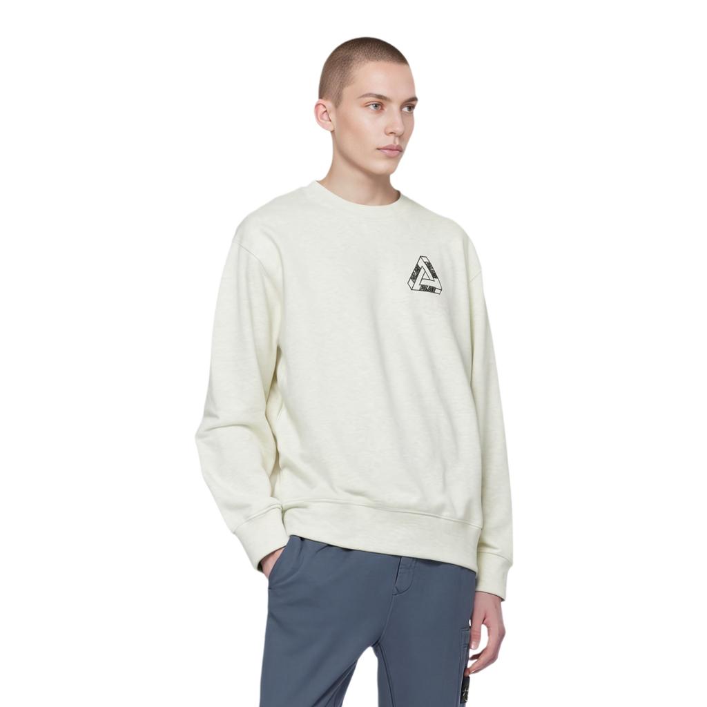 Palace Outliner Crew Neck Sweatshirt With Tri-Ferg Back Print Unisex Tops Light-Grey-Marl White P20CS145