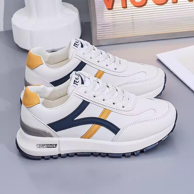 

Осенние новые кожаные повседневные универсальные маленькие белые туфли для студентов, спортивные туфли для сноуборда, на шнуровке, женские