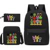 Moderne Federtasche für Kinder, Umhängetasche, Dreiteiliges Set mit Digitaldruck, Schultasche für Grund- und weiterführende Schulen