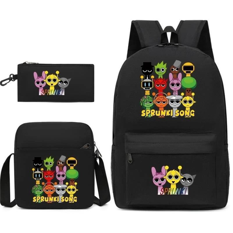 Moderne Federtasche für Kinder, Umhängetasche, Dreiteiliges Set mit Digitaldruck, Schultasche für Grund- und weiterführende Schulen