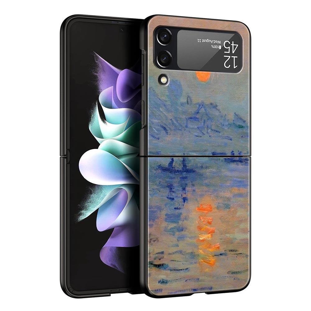 For Samsung Galaxy Z Flip 3 4 5 Hard Black Folding PC Phone Case Claude Monet Impressionism Painter For Samsung Z Flip3 Cover
