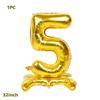 32 Inch Gold 3D Number Standing Aluminum Foil with Base for Birthday Party Decorations