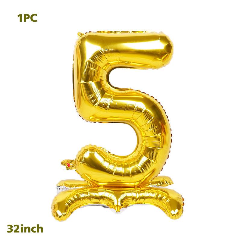 32 Inch Gold 3D Number Standing Aluminum Foil with Base for Birthday Party Decorations