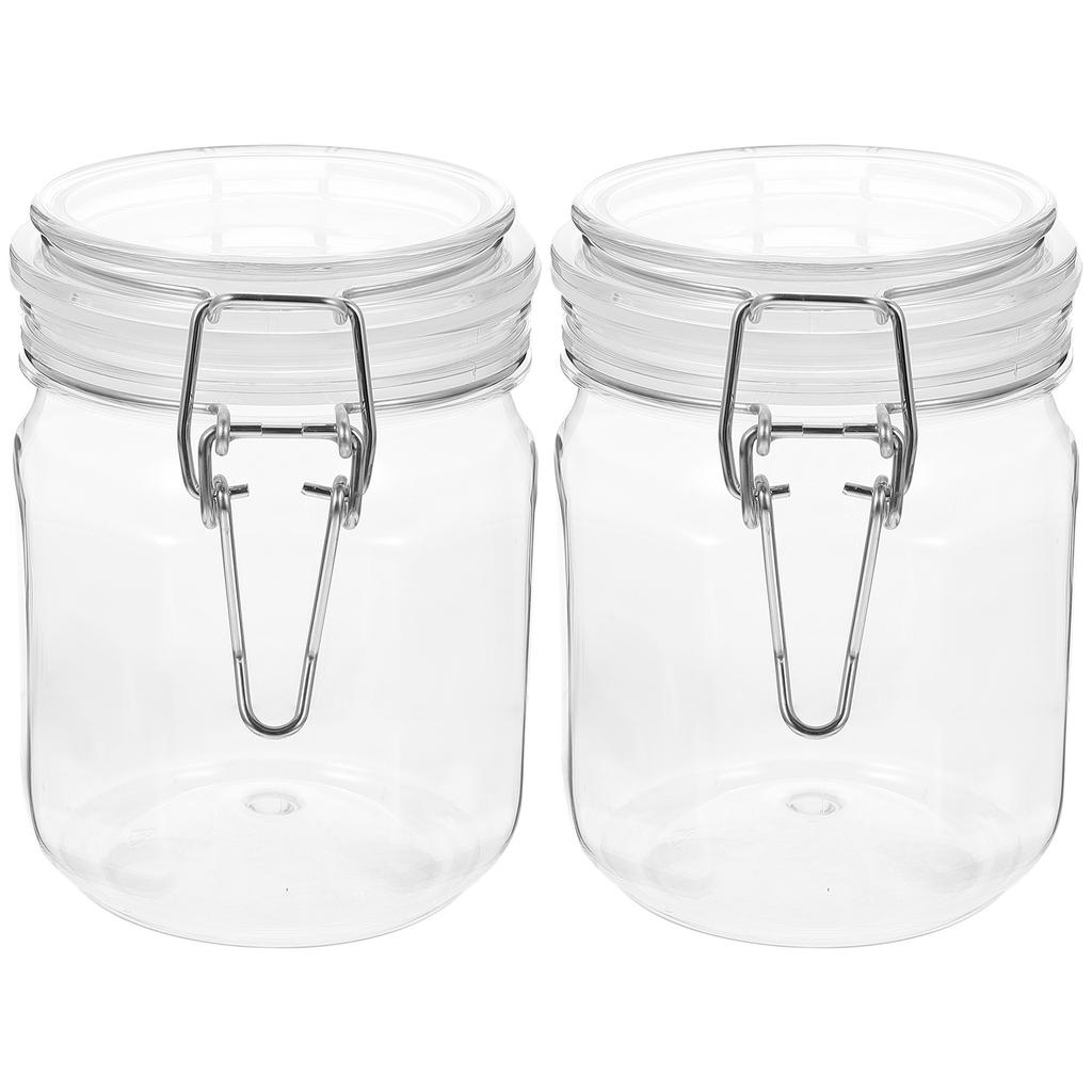 2 Pcs Honey Pot for Kitchen Storage Jars Plastic Containers with Lids Coffee Food Cover Bottle Preservation