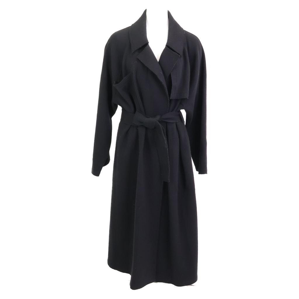 COGTHEBIGSMOKE 3802-224-201-1 Black Wool X Nylon Buttonless Belted Trench Coat Coat Not Written blackUsed