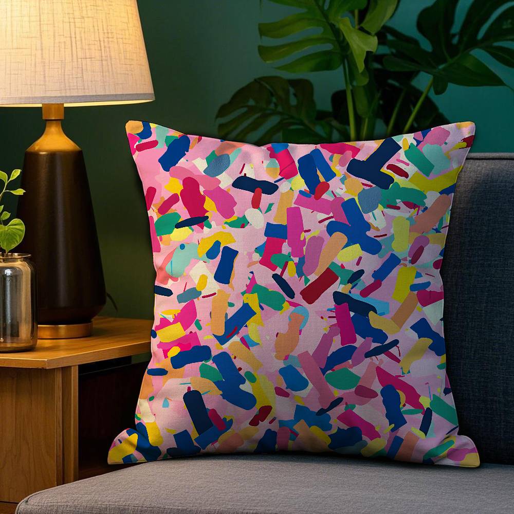 Home Decor Colorful Abstract Pattern Digital Print Pillows Pattern Cushion Cover Suitable for Sofa Bedroom Car Pillow Cover
