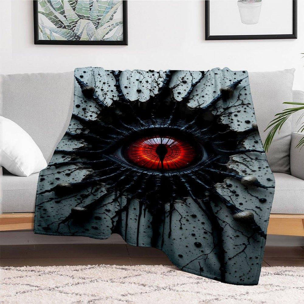 "Evil Eye Wall Art: Dark Gothic Decor with Spooky Branches"Blanket Flannel Throw Blanket for Sofa, Bed, Travel, Camping, Office