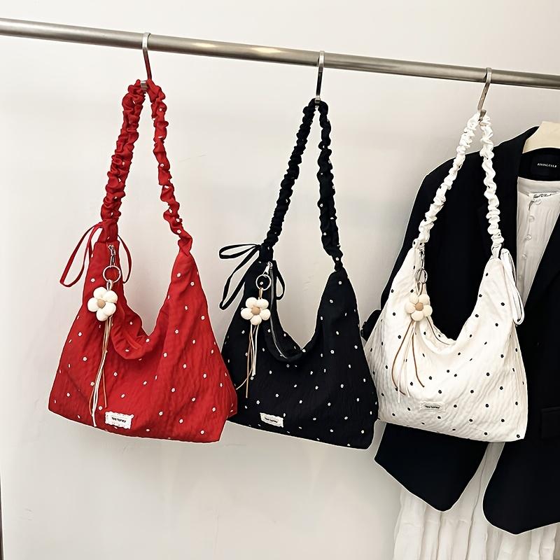 Miniature crossbody bag, large capacity, floral pleated shoulder bag, Korean style, relaxed tote bag, fashionable women's crossbody bag.
